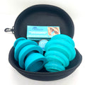 Dual Style Silicone Massage Cupping Therapy Set with All Natural Balm, Mixed 4 or 6 Packs with case (6 Pack, Clear Teal Glide Cu