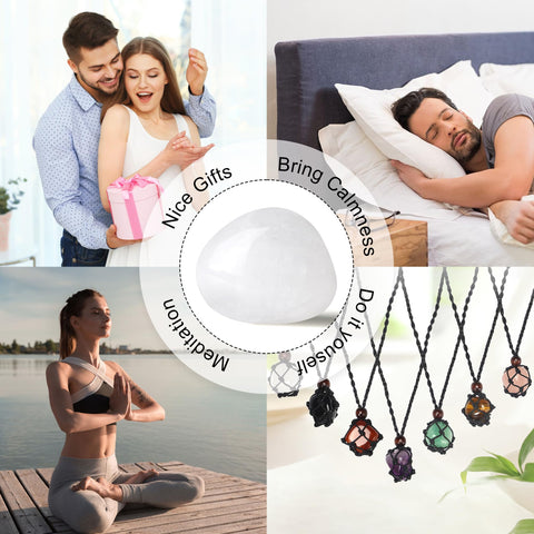 YATOJUZI 1.6''-2'' Clear Quartz Natural Crystals and Healing Stones Worry Stones Polished Rocks White Gemstones Palm Stone for M