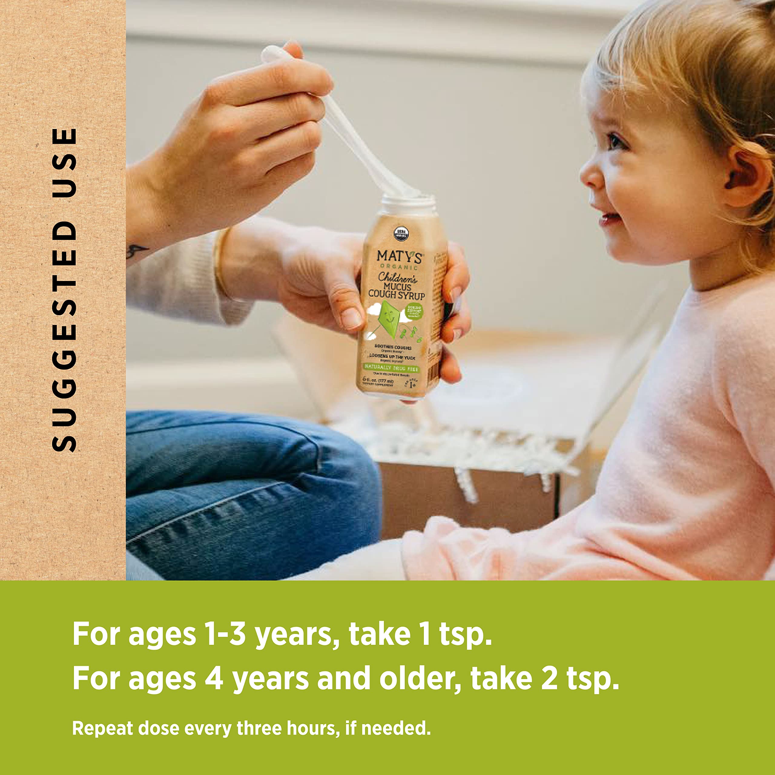 Matys Organic Childrens Mucus Cough Syrup, Made with Organic Honey, Thyme & Ginger - 6 fl oz.