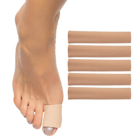 ZenToes Open Toe Tubes Fabric Gel Lined Sleeve Protectors for Corns, Blisters, Hammertoes - 5 Pack - 29    of Tubing (Large)
