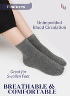 Hugh Ugoli Women Diabetic Ankle Socks, Super Soft & Thin Bamboo Socks, Wide & Loose, Non-Binding Top & Seamless Toe, 4 Pairs, Me