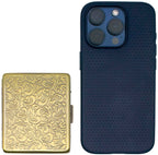 Set of 2 Metal-Plated Weekly (7-Day) Pill Box Case & Portable Medicine Organizer (Antique Brass Victorian)