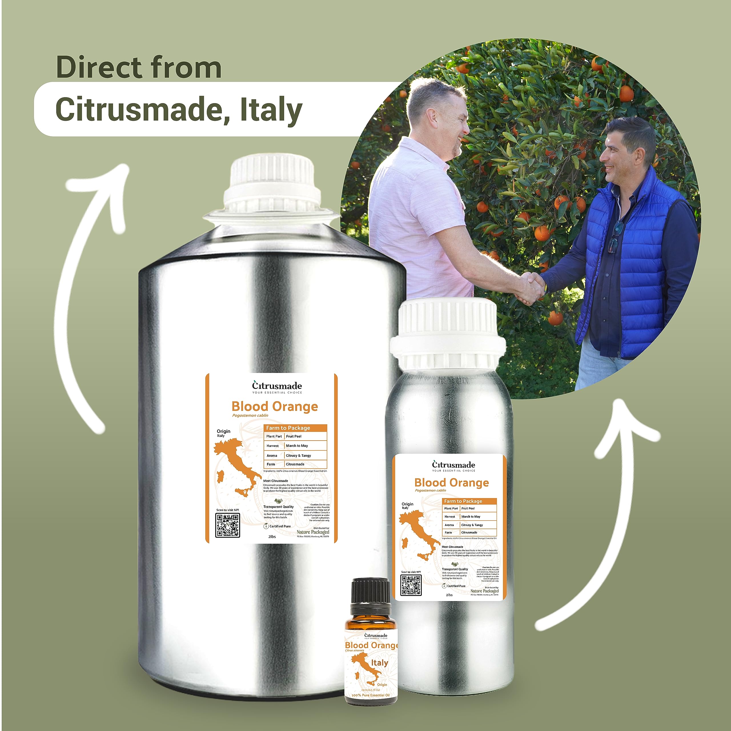 Nature Packaged Blood Orange Essential Oil - Direct from Citrusmade in Sicily - Pure Essential Oil for Diffusers and Aromatherap