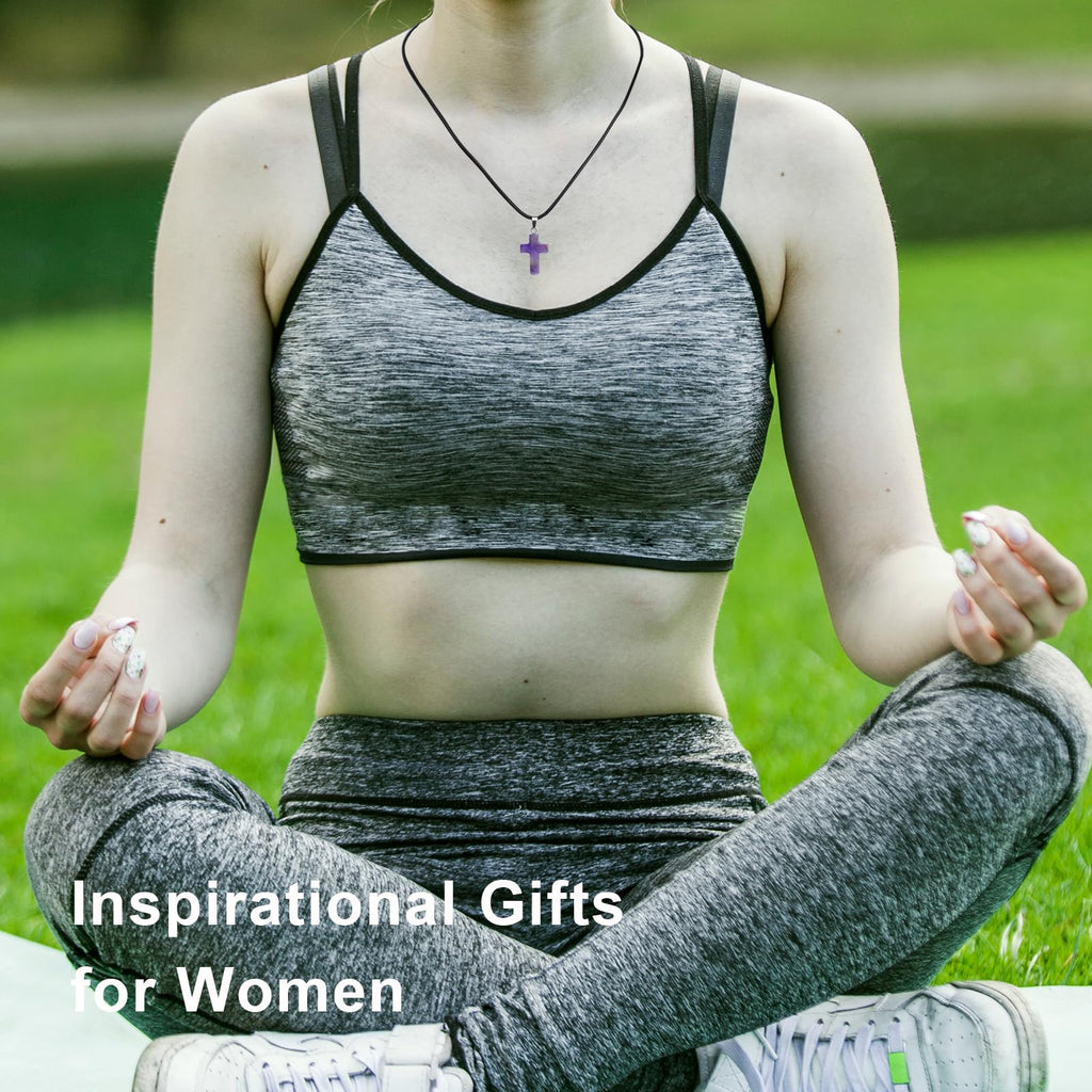 Togous Amethyst Cross Necklace for Women, Christian Gifts for Men, Crystal Cross Pendant Necklace, Inspirational Easter Religiou