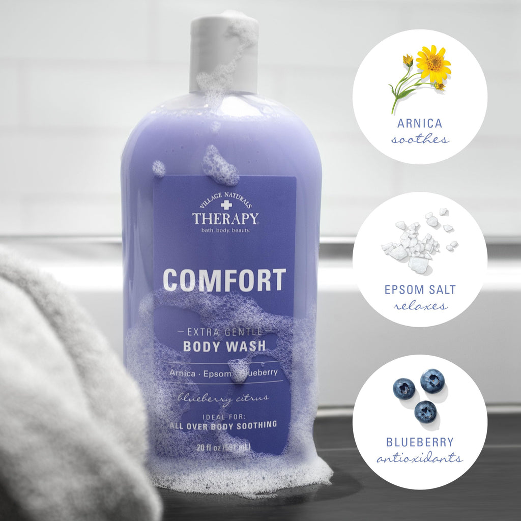Village Naturals Therapy, Comfort Body Wash, 20 oz, Pack of 4