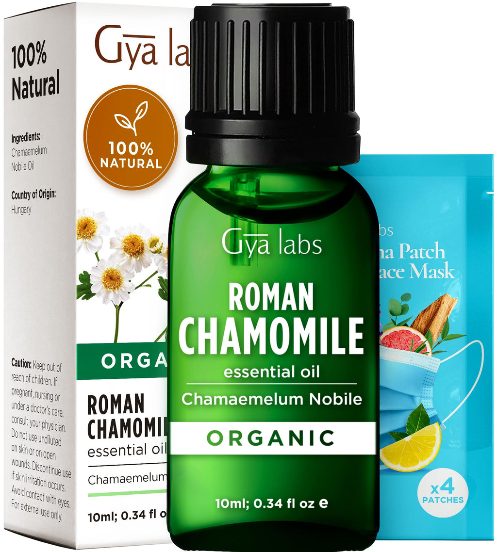 Gya Labs Organic Roman Chamomile Essential Oil for Diffuser - 100% Pure Natural Organic Roman Chamomile Oil for Skin & Hair, Rel
