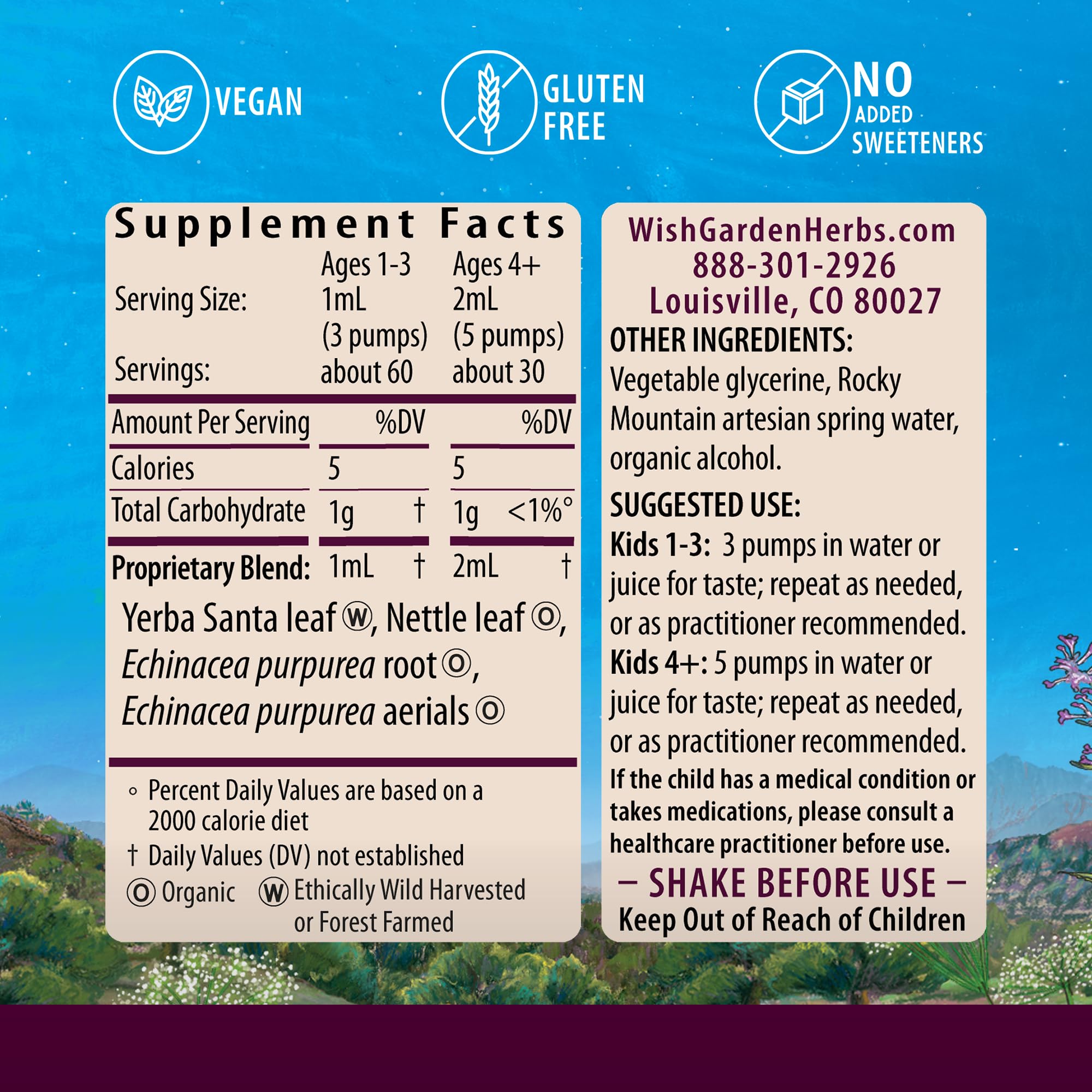 WishGarden Herbs Kick-It Allergy for Kids - Plant-Based Non-Drowsy Herbal Allergy Supplement with Nettle Leaf, Echinacea & Yerba