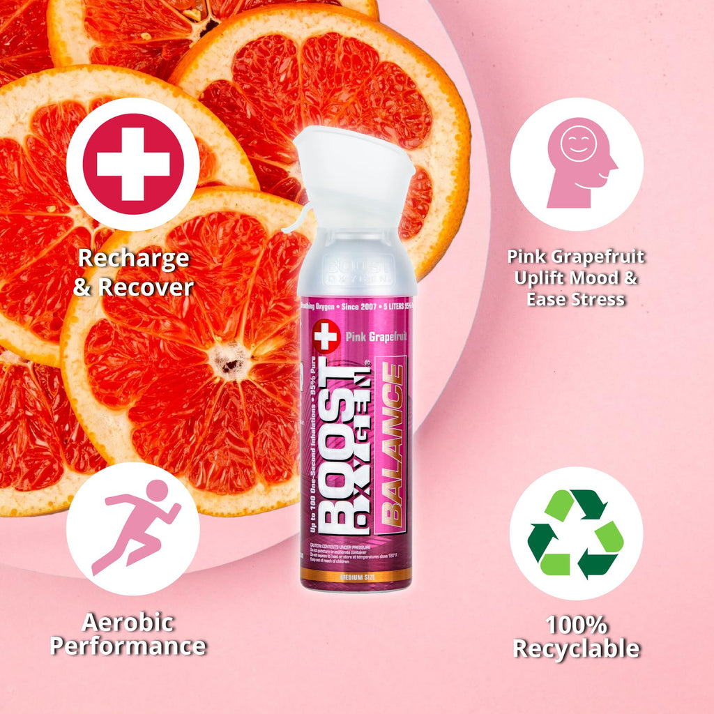 Boost Oxygen Medium Balance Pink Grapefruit Aroma 5 Liter Canister | All-Natural Resiratory Support for Aerobic Recovery, Altitu