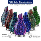 MAXWINER Essential Oil Diffusers Ultrasonic 3D Glass Aromatherapy Diffuser, Auto Shut-Off, Timer Setting, 7 Colors LED Lights Ch