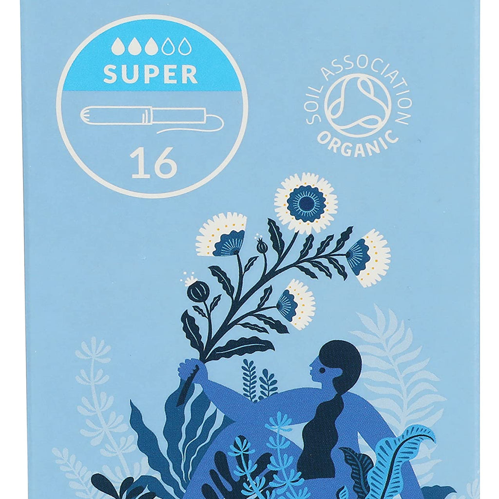 Natracare Organic Cotton Super Tampons with Cardboard Applicator, Plastic Free, Chlorine Free, Biodegradable & Compostable (16 P