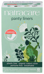 Natracare Natural Organic Cotton Curved Panty Liners for Sensitive Skin, Shaped for Extraordinary Everyday Comfort, 30 Liners Pe