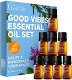 Gya Labs Good Vibes Essential Oil Set, Essential Oils for Diffusers, Self-Care, Skin, Candle Making & Gift Set - Peppermint, Ros