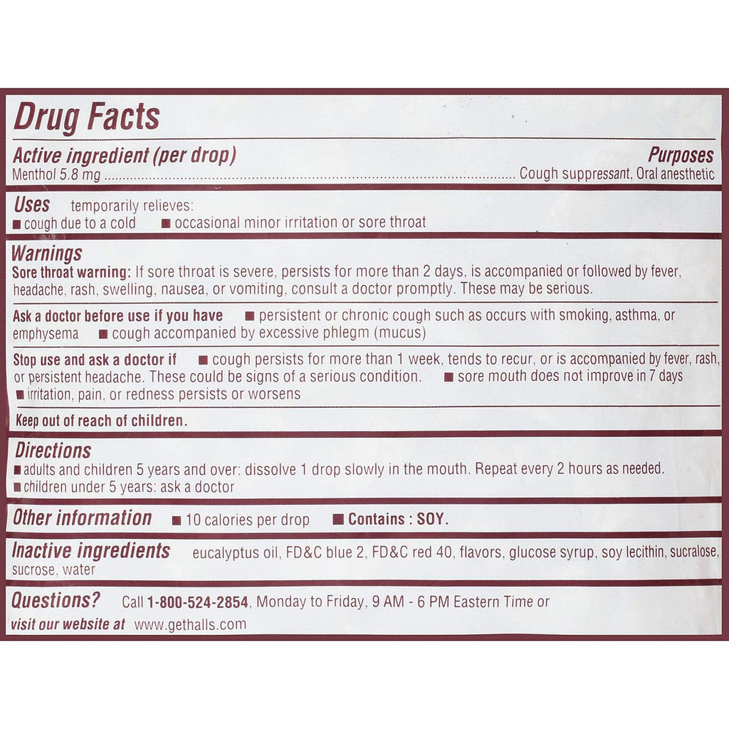 Halls Mentho-Lyptus Cough Suppressant - 200 Cherry Drops
