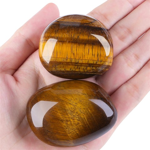 YATOJUZI 1.6''-2'' Tigers Eye Natural Crystals and Healing Stones Worry Stones Polished Rocks Yellow Gemstones Palm Stone for Me