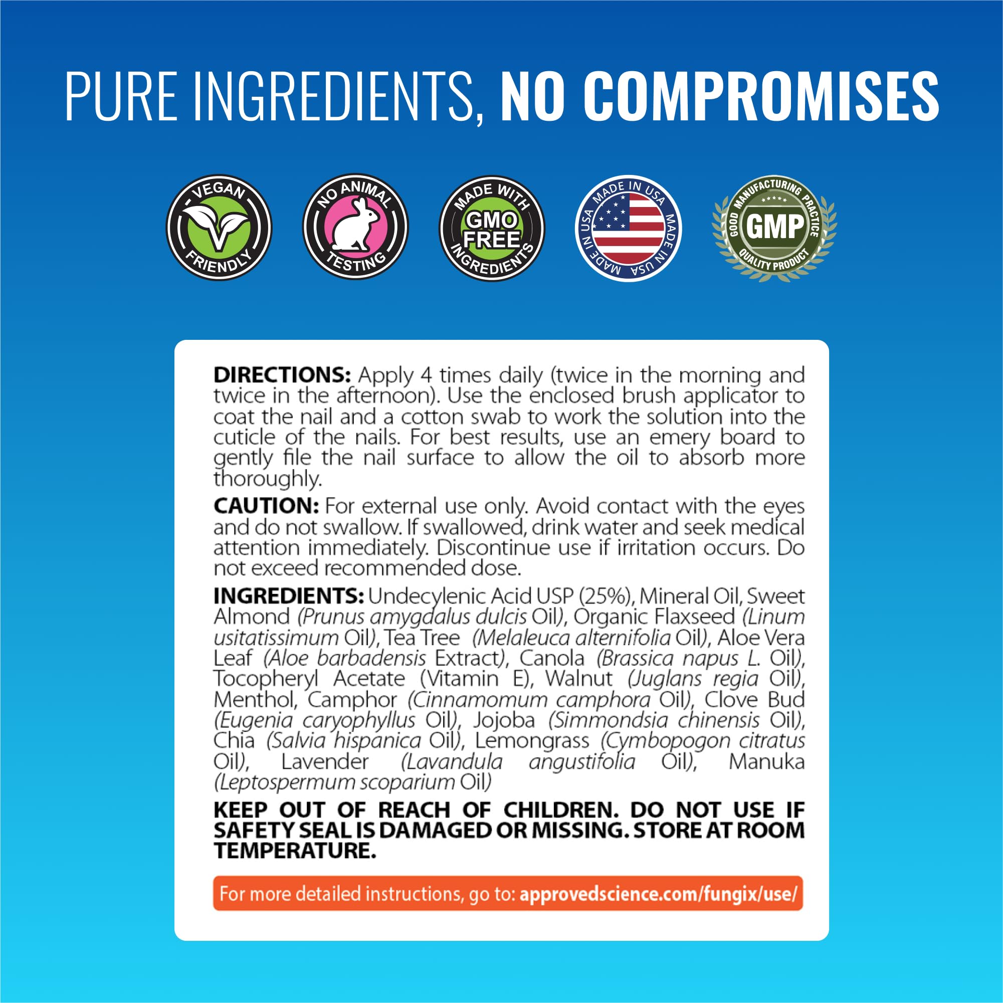 Approved Science Fungix - Nail Fungus - With 25% Undecylenic Acid, Tea Tree Oil, Vitamin E - Pack of 2 - Vegan Friendly