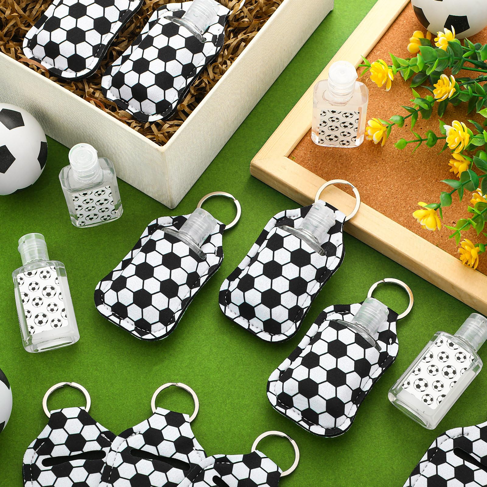 Frienda 24 Pcs Mini Hand Sanitizer Bulk Gift Set Include 12 Hand Gel 1 Fl oz 12 Hand Sanitizer Holder Keychains for Team Teen Gi
