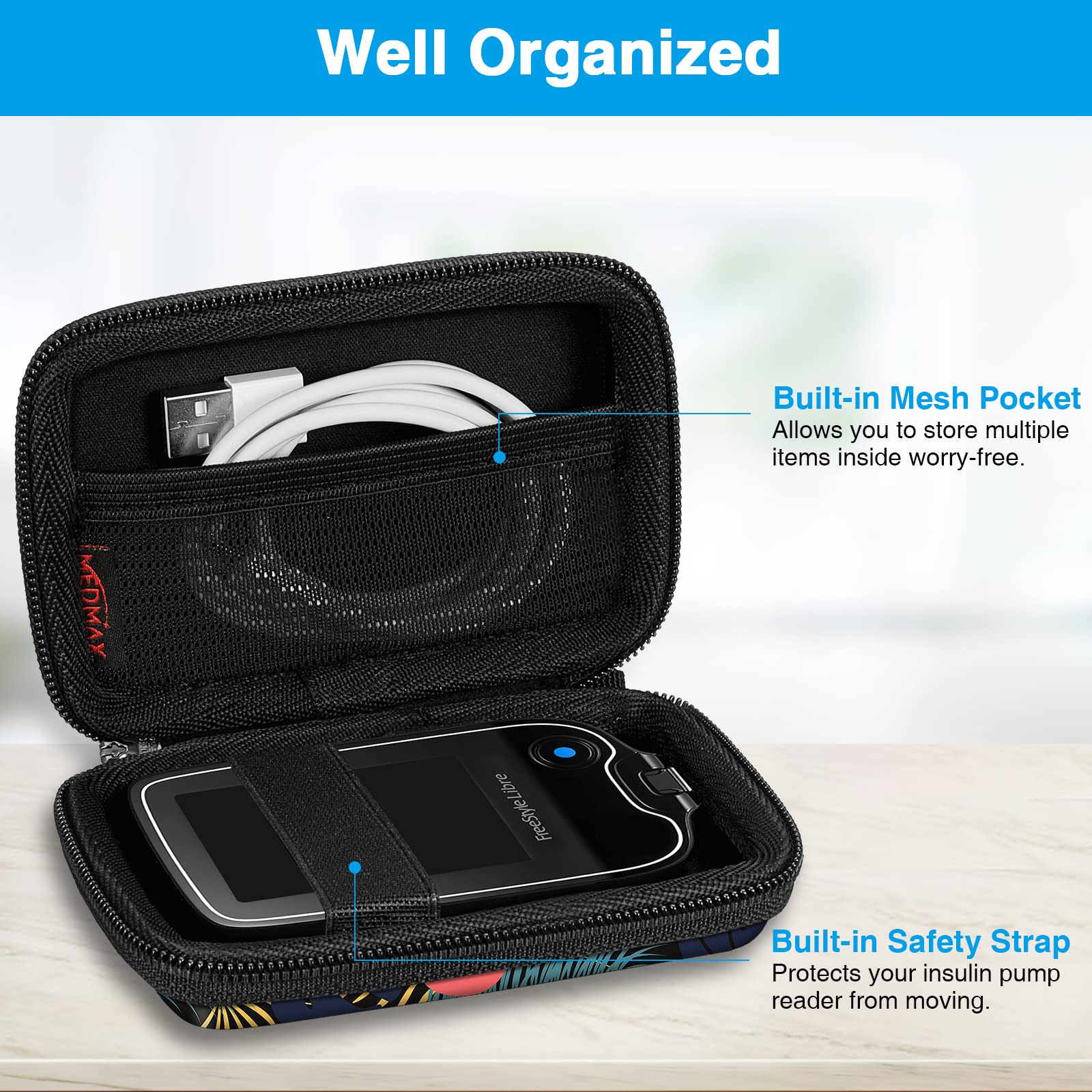 MEDMAX Hard Shell Protective Case for Freestyle Libre 3 2 / Libre Reader, Lightweight Shockproof Diabetic Storage Carrying Case