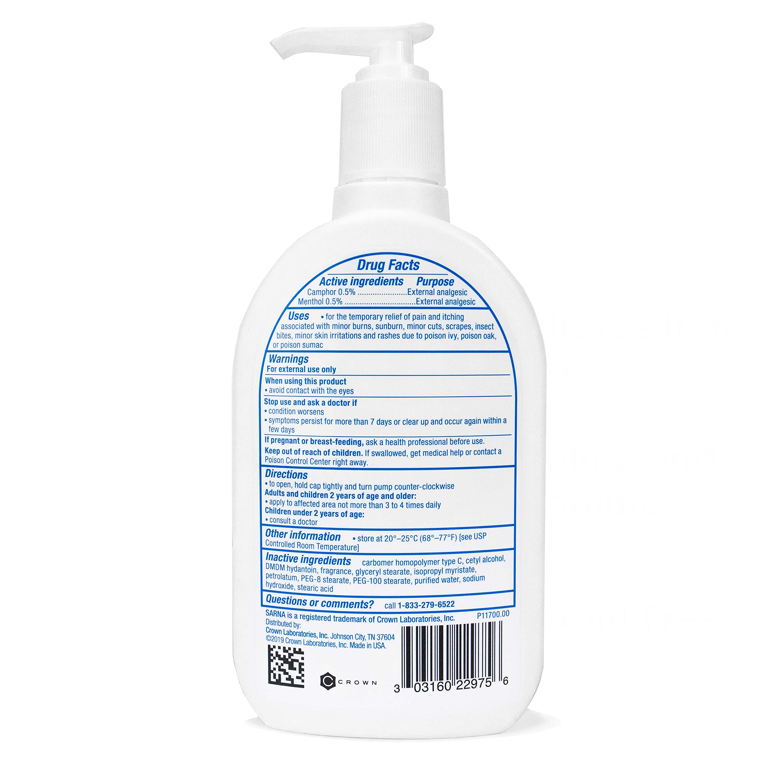 Sarna Original Steroid-Free Anti-Itch Lotion, Relief for Dry Irritated Skin, Insect Bites, Sunburns, and Poison Ivy - 7.5 oz