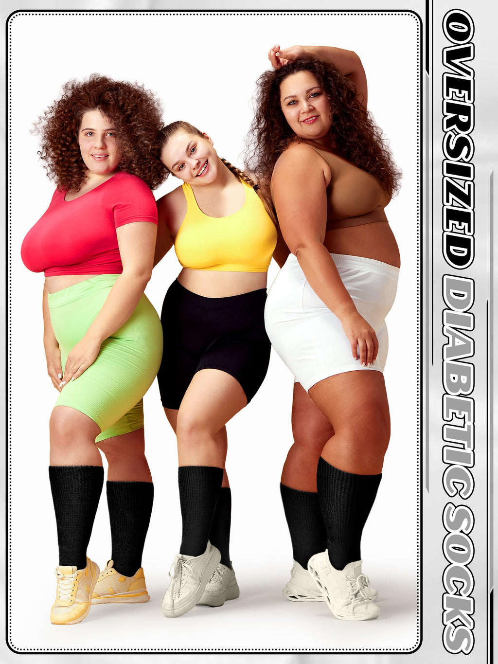 Bunnycool 4 Pairs Extra Wide Socks Swollen 30 Lymphedema Bariatric Socks Non Binding Loose Fit(10-13,Black Color)
