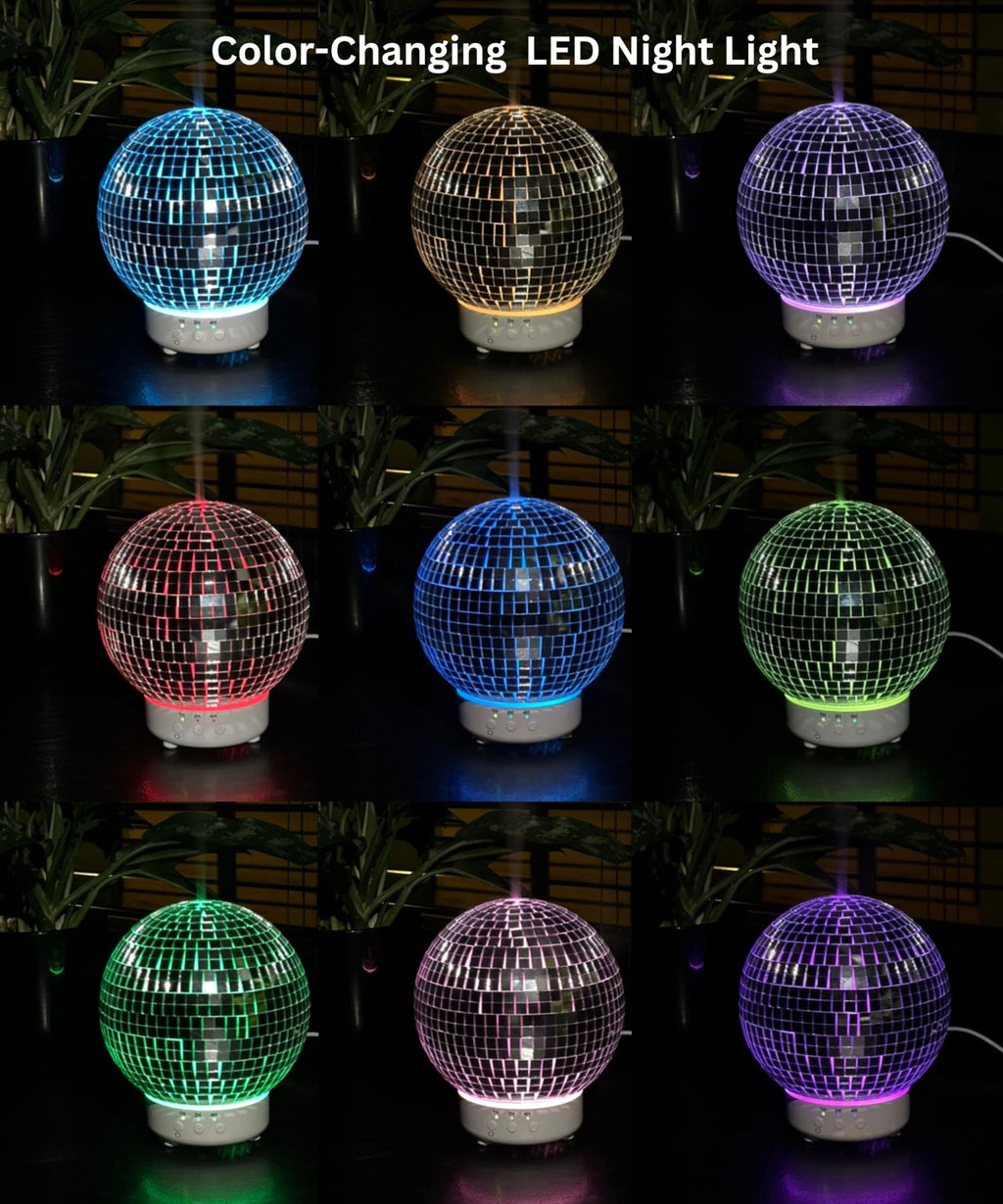 Rotating Disco Ball Diffuser - Cute Essential Oil Diffuser and Humidifier for Home, Mirror Ball Retro & Preppy Room Decor | Disc