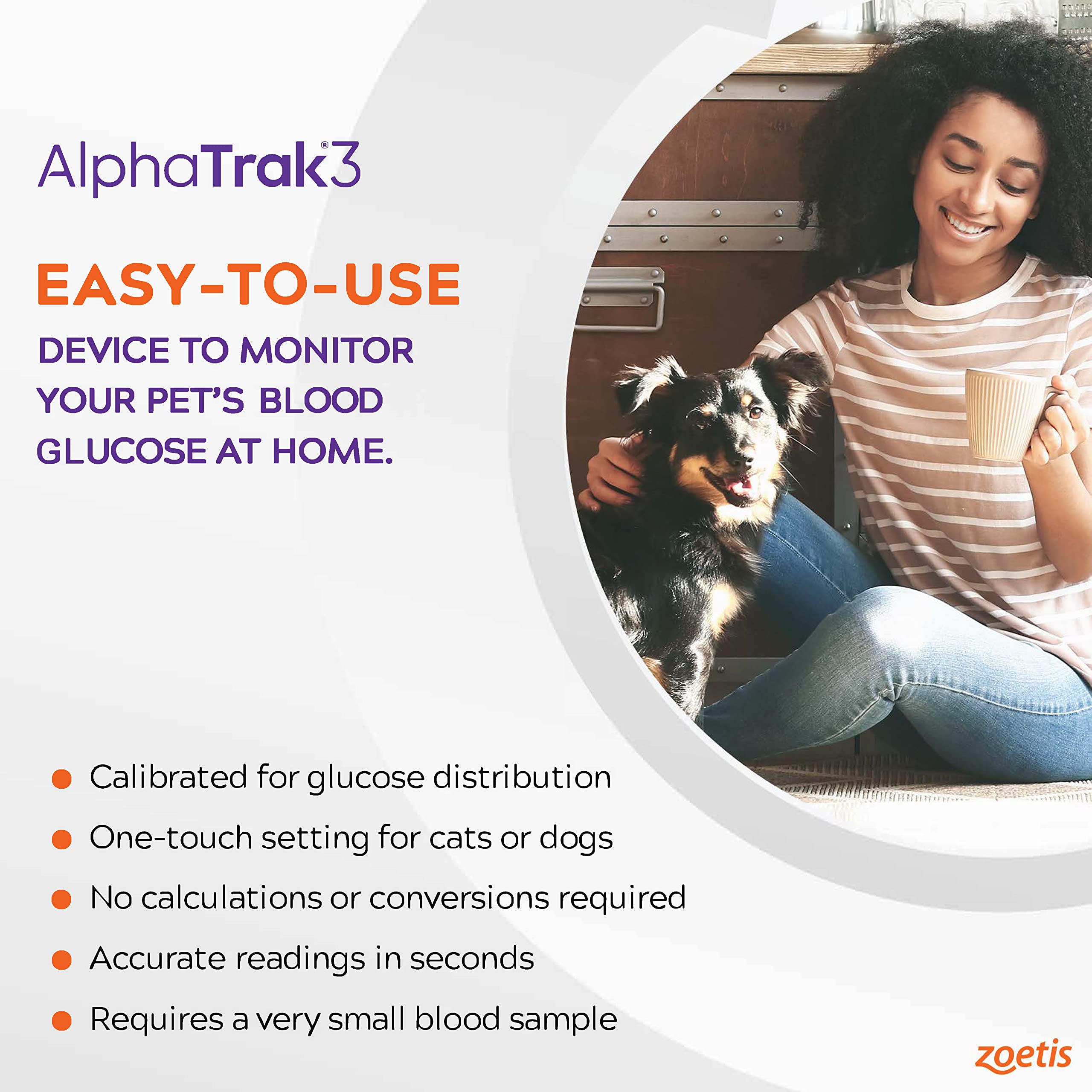 AlphaTrak 3, 8 Piece Pet Blood Glucose Monitoring Kit for Diabetic Cats, Dogs, and Horses All-in-One Solution for in-Clinic Or a