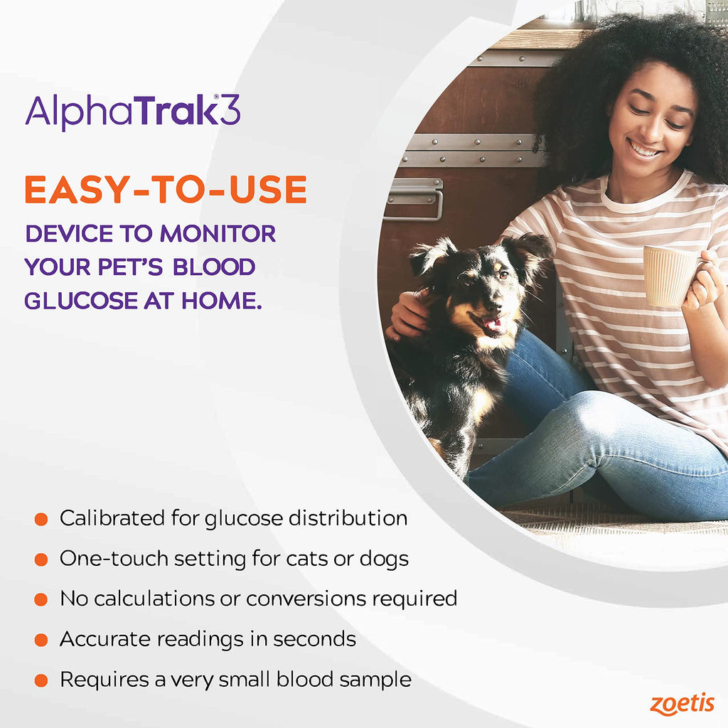 AlphaTrak 3, 8 Piece Pet Blood Glucose Monitoring Kit for Diabetic Cats, Dogs, and Horses All-in-One Solution for in-Clinic Or a