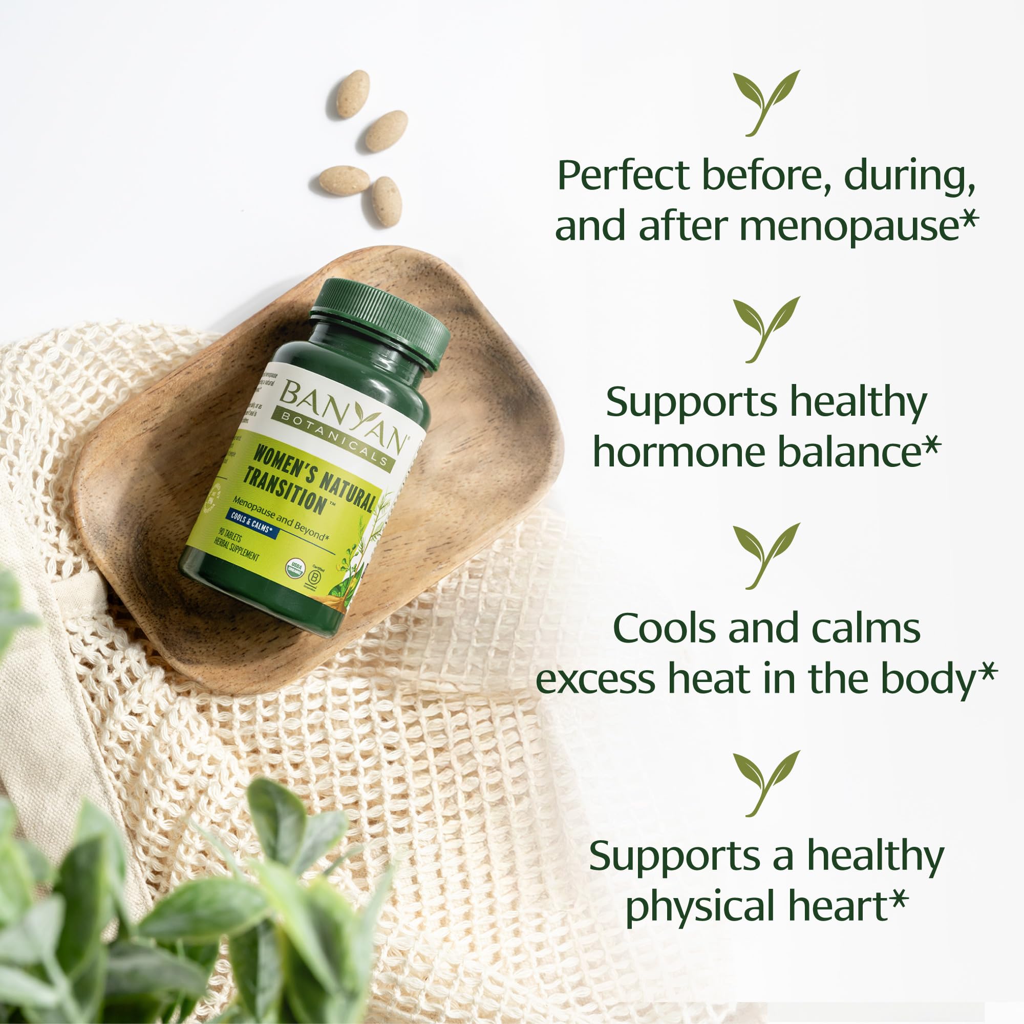 Banyan Botanicals Womens Natural Transition - Organic Menopause Supplement with Shatavari (Asparagus Racemosus) - Natural Herbal