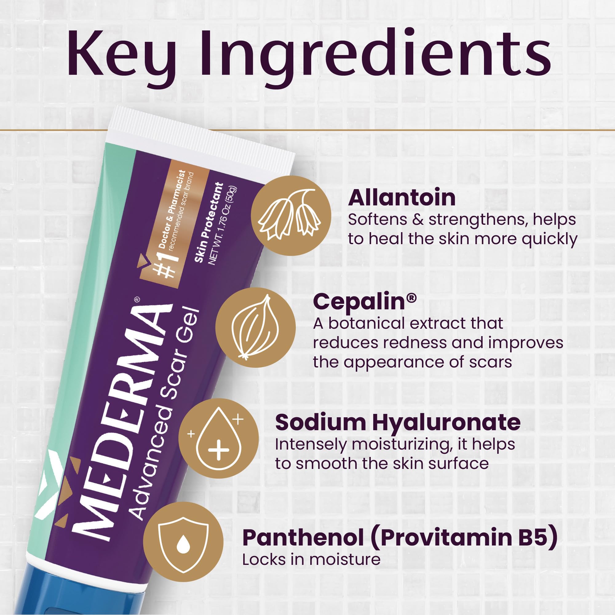 Mederma Advanced Scar Gel, Treats Old and New Scars, Reduces the Appearance of Scars from Acne, Stitches, Burns and More, 50 Gra