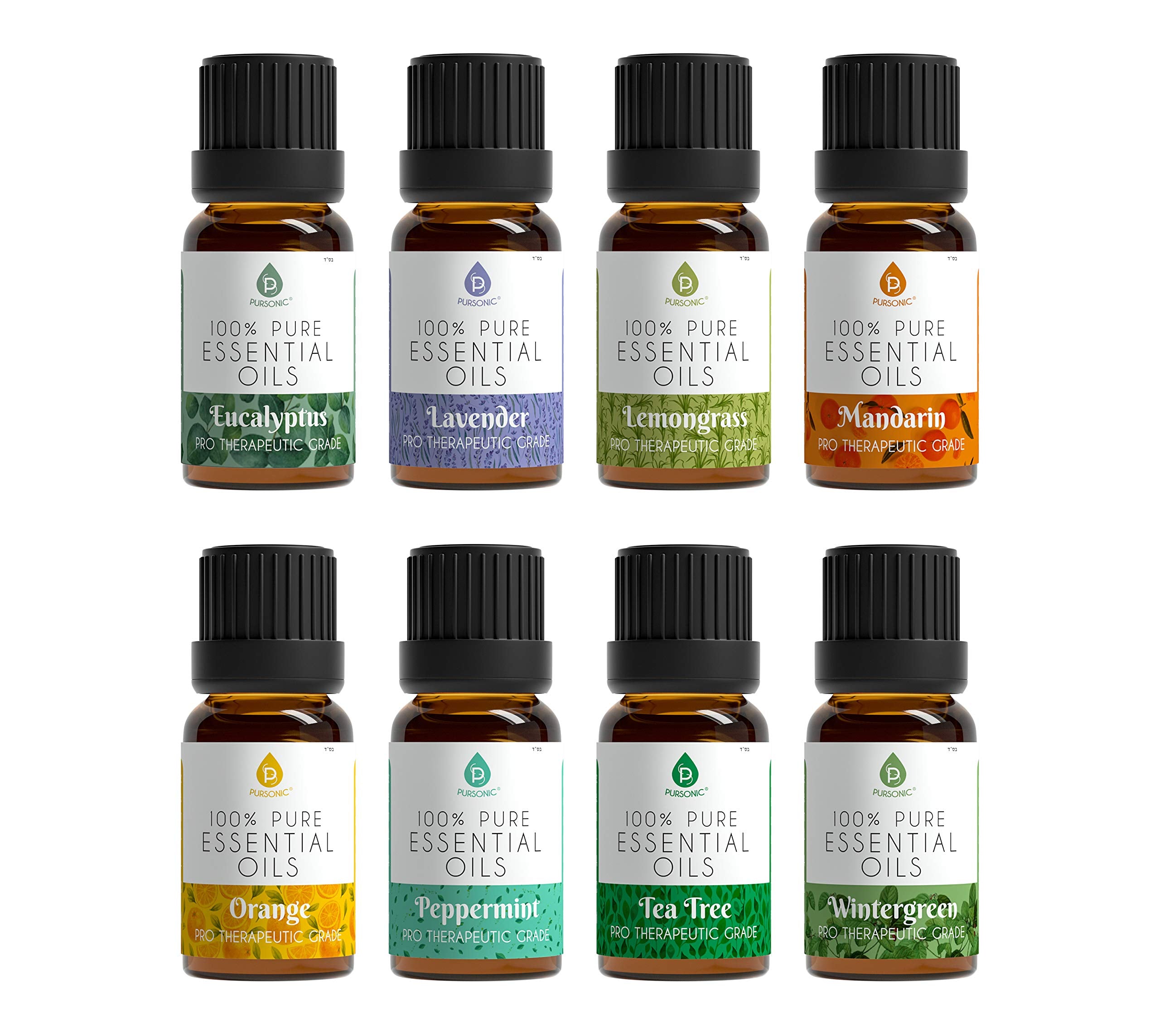 Pursonic Essential Oils Set - 8 Aromatherapy Oils Blends Gift Set - 10ml Pure Essential Oils for Diffusers, Home, Massage & Bath