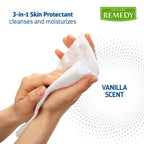 Medline Remedy Clinical 3-in-1 Barrier Cream Cloth, 8 count (32 Packs), 8 x 8 in Adult Wet Wipes, Vanilla Scent, Incontinent Car