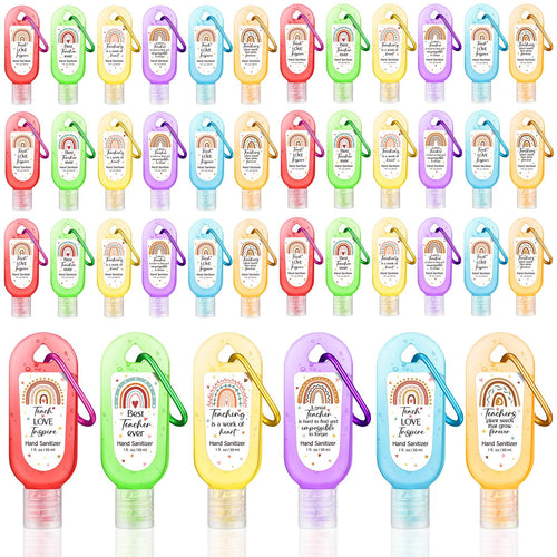 Sacubee 24 Packs Appreciation Teachers Hand Sanitizers Keychains Boho Rainbow Mini 1oz Travel Size Hand Sanitizer Gel Bulk Appre