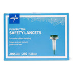 Medline Safety Lancets, Push-Button Activation, 21G x 1.8 mm, 200 Count (Pack of 18)