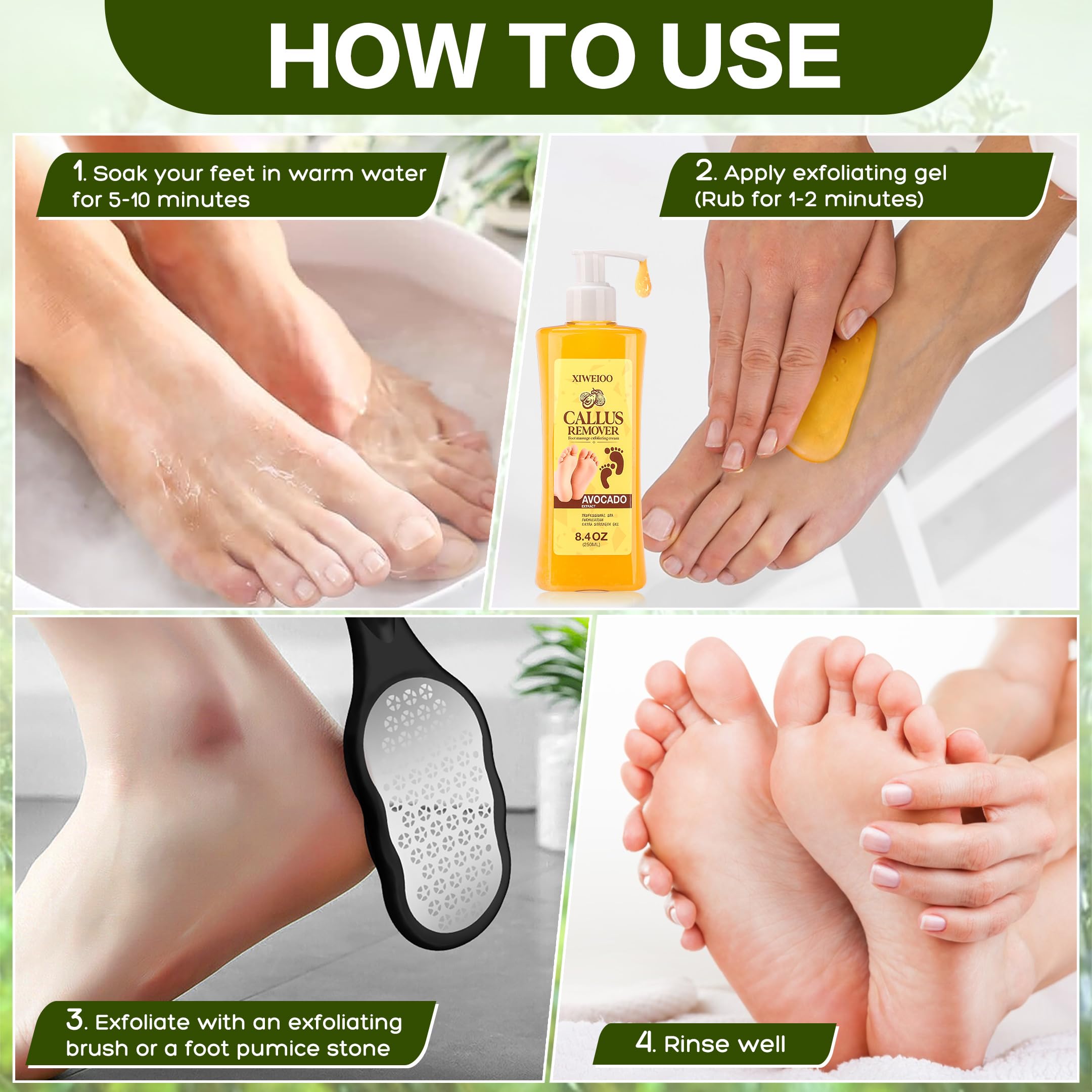 XIWEIOO Foot Callus Remover Gel Kit Heel Exfoliator Dead Skin Remover Pedicure Foot Spa Products Set Home Pedicure Foot Care Spa