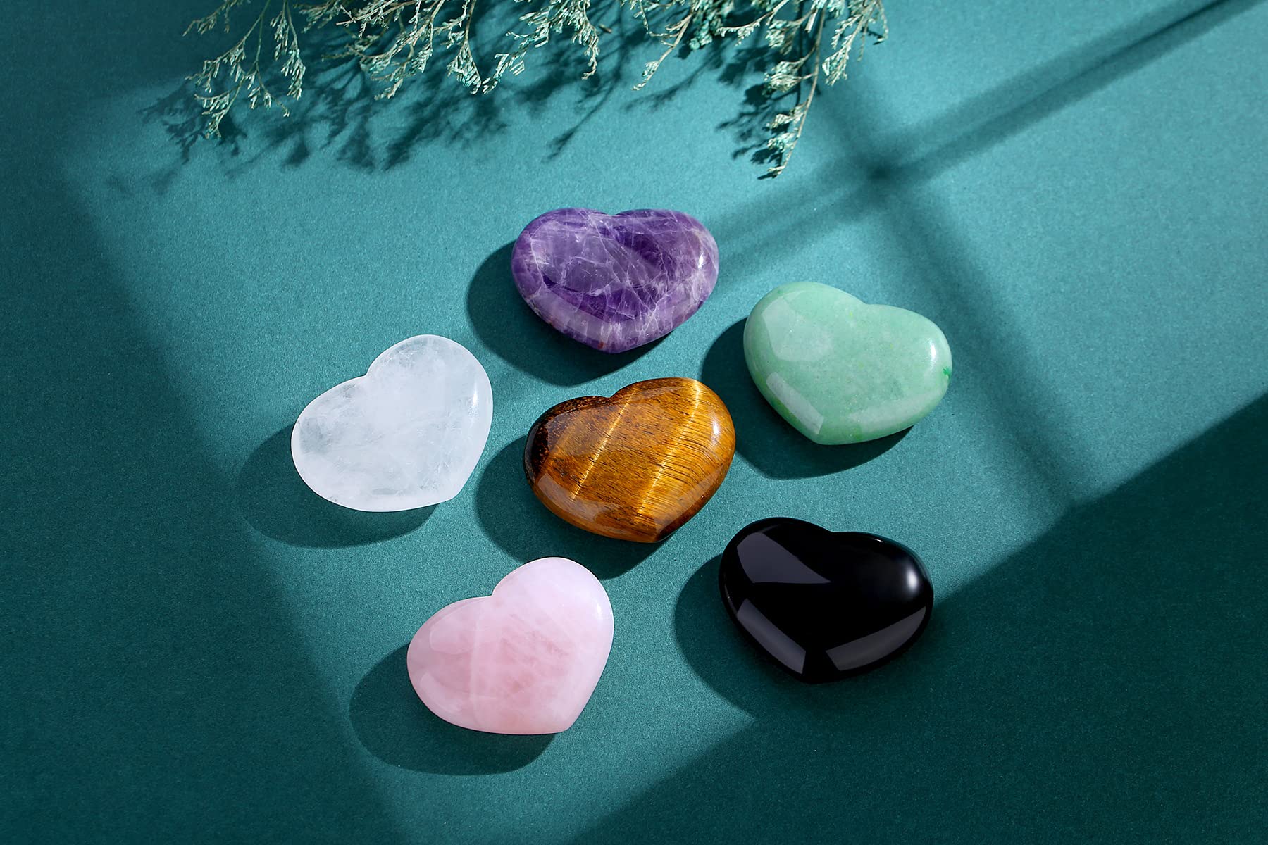 1.8'' Large Heart Crystal Stone Black Obsidian Healing Crystals Smooth Gua Sha Meditation Yoga Worry Stones Pockets Gemstone Rei