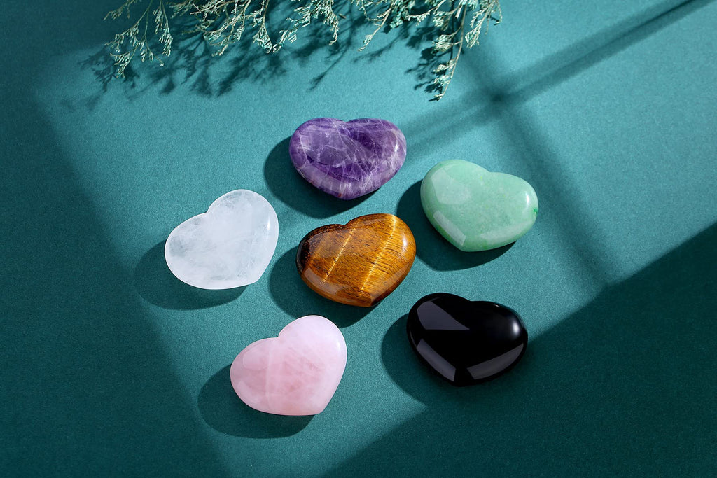 1.8'' Large Heart Crystal Stone Black Obsidian Healing Crystals Smooth Gua Sha Meditation Yoga Worry Stones Pockets Gemstone Rei