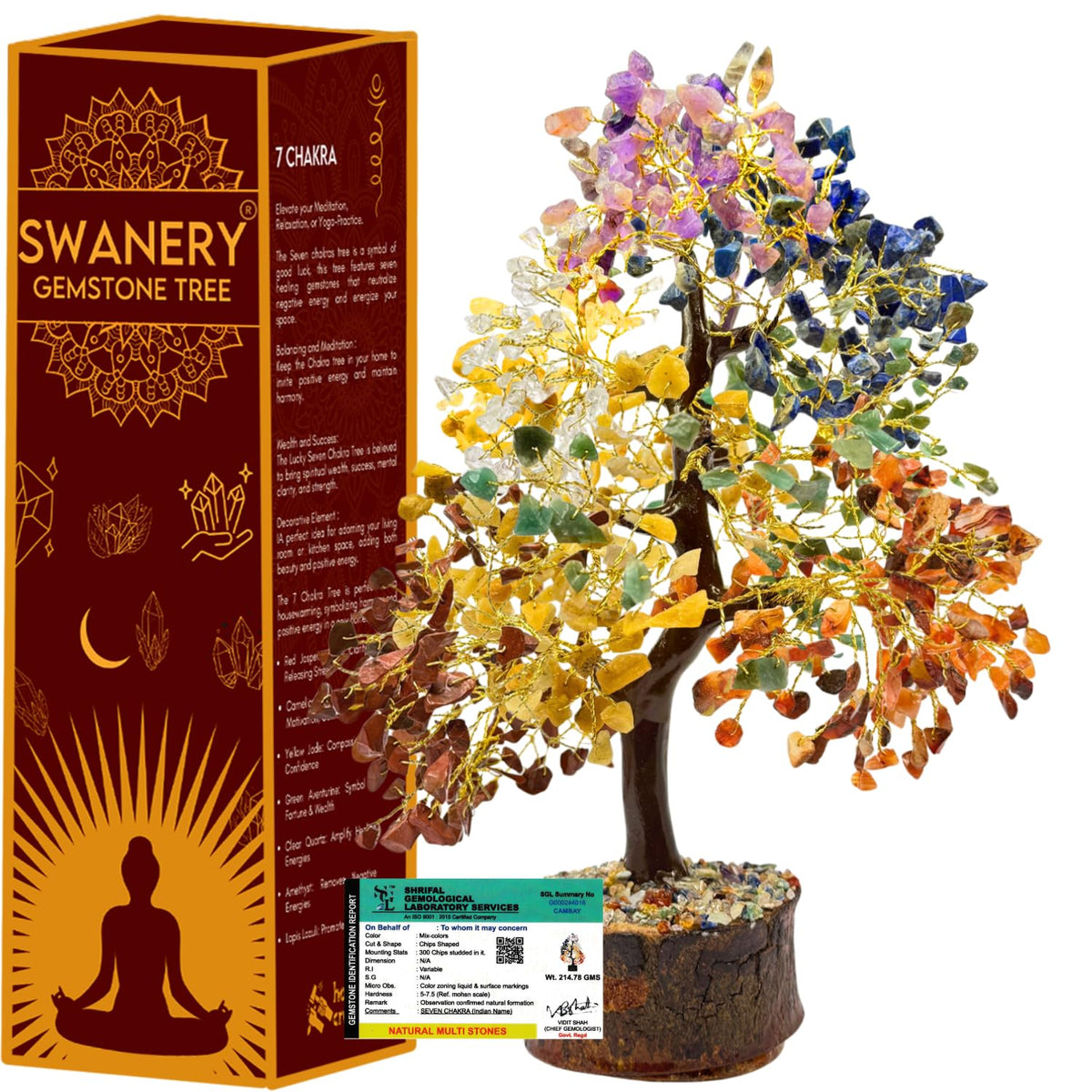 Swanery Seven Chakra Gemston Tree Of Life, Positive Energy, Feng Shui Decor, Bonsai, Crystals And Healing Stones, Money Tree, Ro