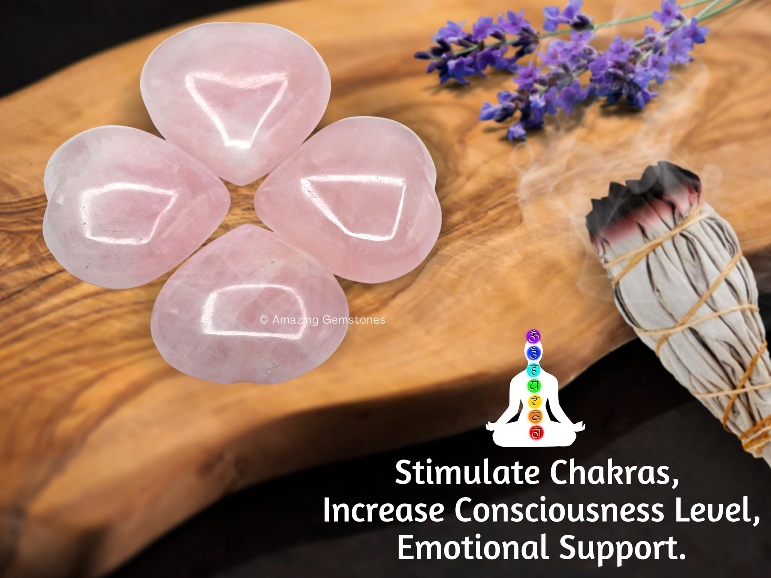 Rose Quartz Crystal Heart Palm Stone - Pocket Massage Worry Stone for Natural Body Chakra Balancing, Reiki Healing and Crystal G
