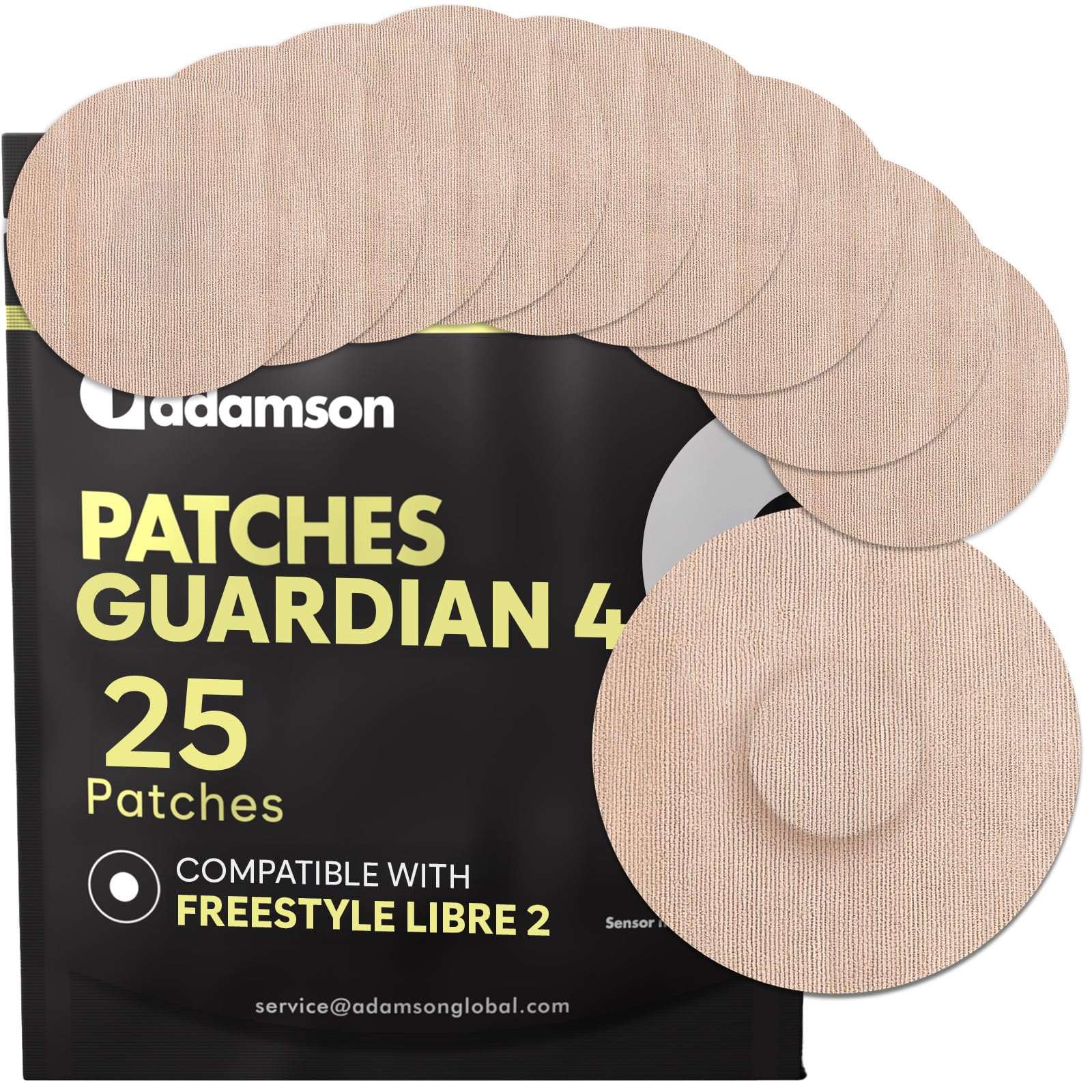 Adamson Guardian 4 Sensor Patches (25-Pack) - Waterproof, Long-Lasting Adhesive - Guardian 4 Sensor Cover Patch - Hypoallergenic