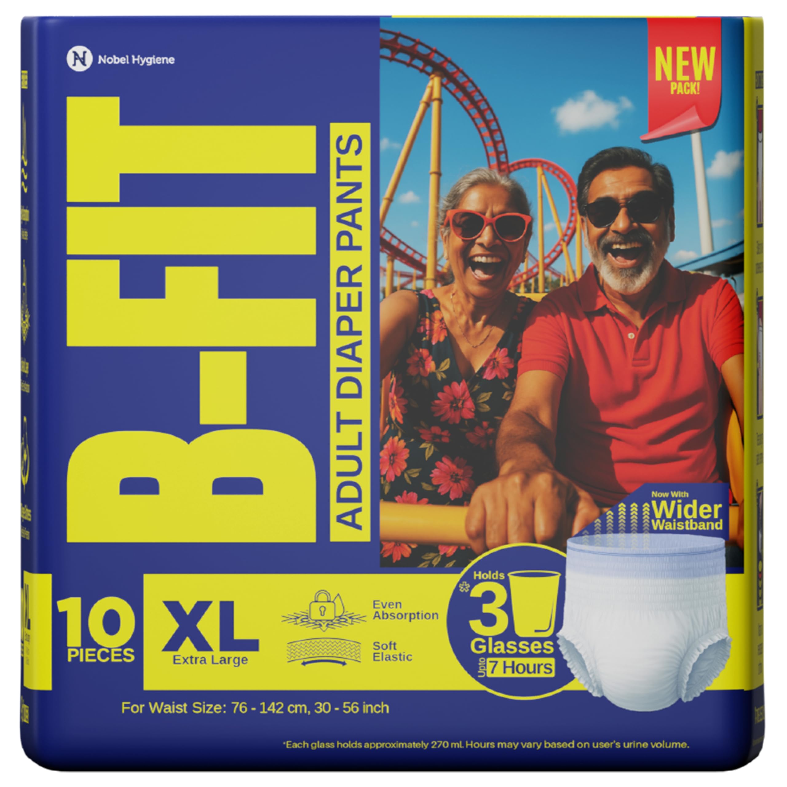 BFit Regular Adult Diaper Xl Size Pants | 10 Count (Extra Large) | Waist 3056 Inch | Unisex | Leakproof | Even Absorption | Lo