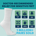 Doctor's Choice Diabetic Socks for Men, Seamless Crew Socks with Non-Binding Top, Provides Extra Comfort for Gout, 4-Pairs, Whit
