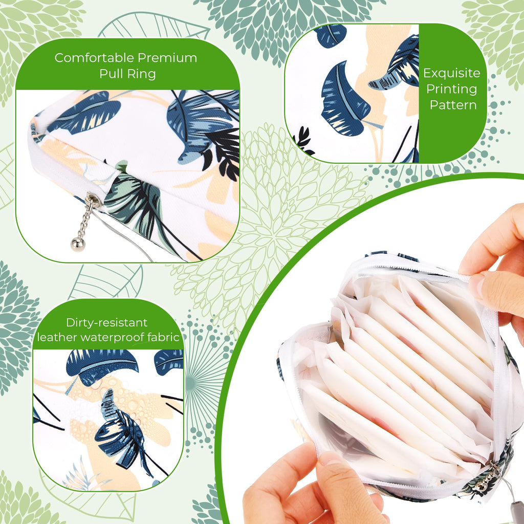 APLZGMG 4Pcs Portable Sanitary Napkin Storage Bag Reusable Period Pad Pouch Mini Menstrual Pad Zipper Bag with Lanyards First Pe