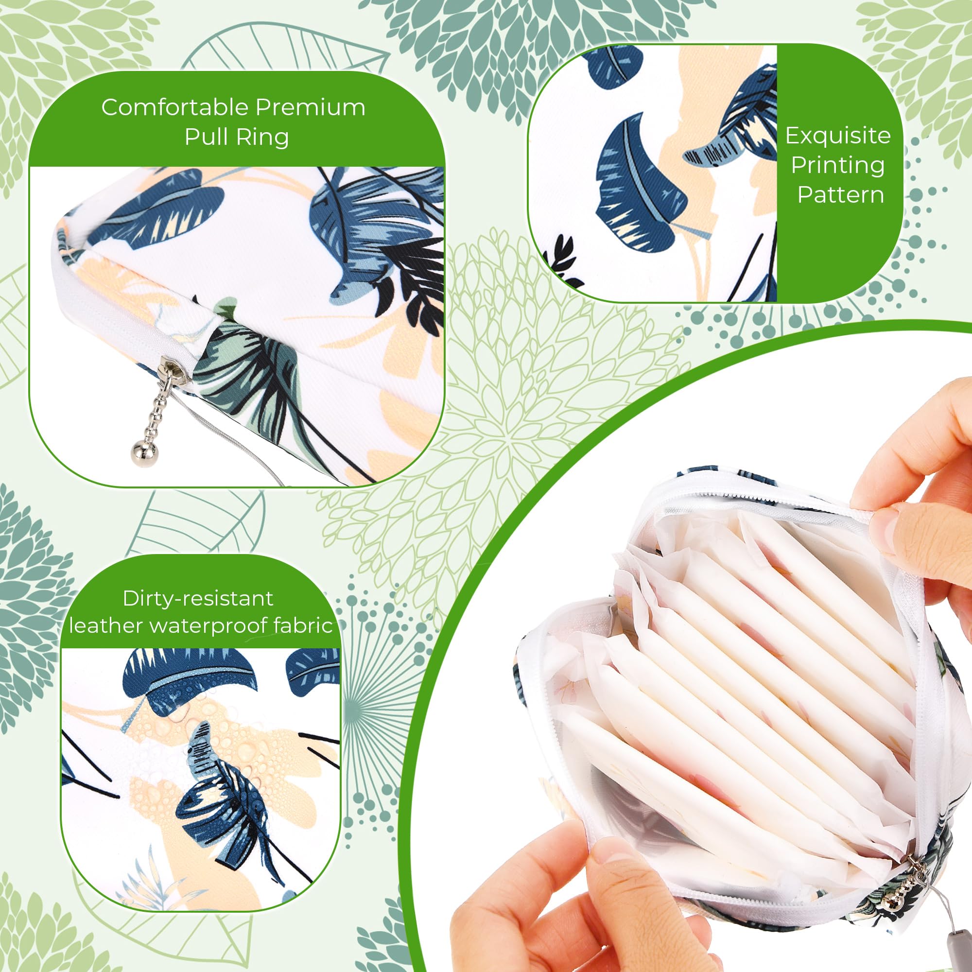 APLZGMG 4Pcs Portable Sanitary Napkin Storage Bag Reusable Period Pad Pouch Mini Menstrual Pad Zipper Bag with Lanyards First Pe