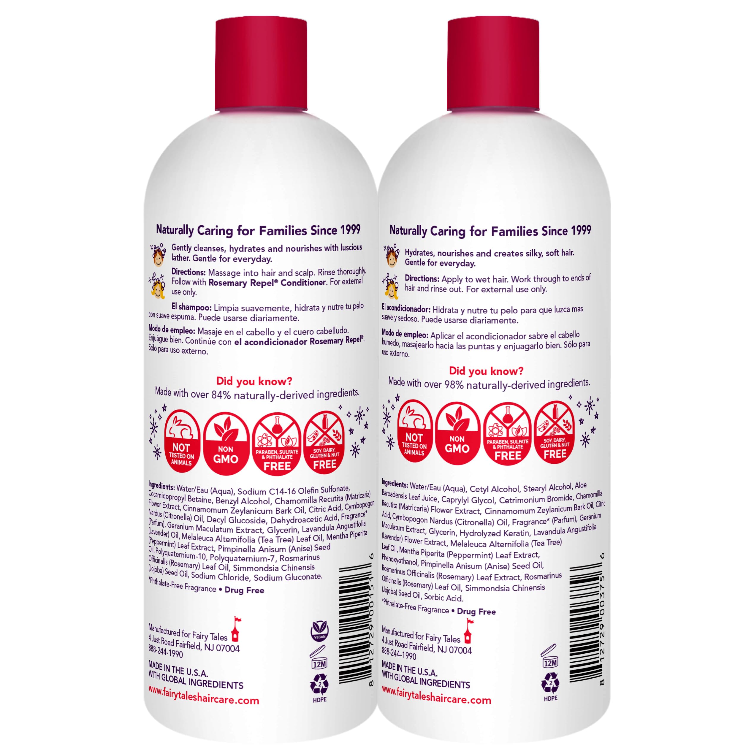 Fairy Tales Rosemary Repel Shampoo and Conditioner Duo - Kids Favorite Scent, Lice Deterrent (Pack of 2)