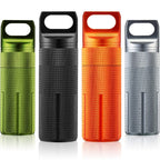 Patelai 4 Pieces Portable Pill Case Waterproof EDC Container Capsule Airtight Aluminum Pill Bottle Keychain Pill Holder Travel P