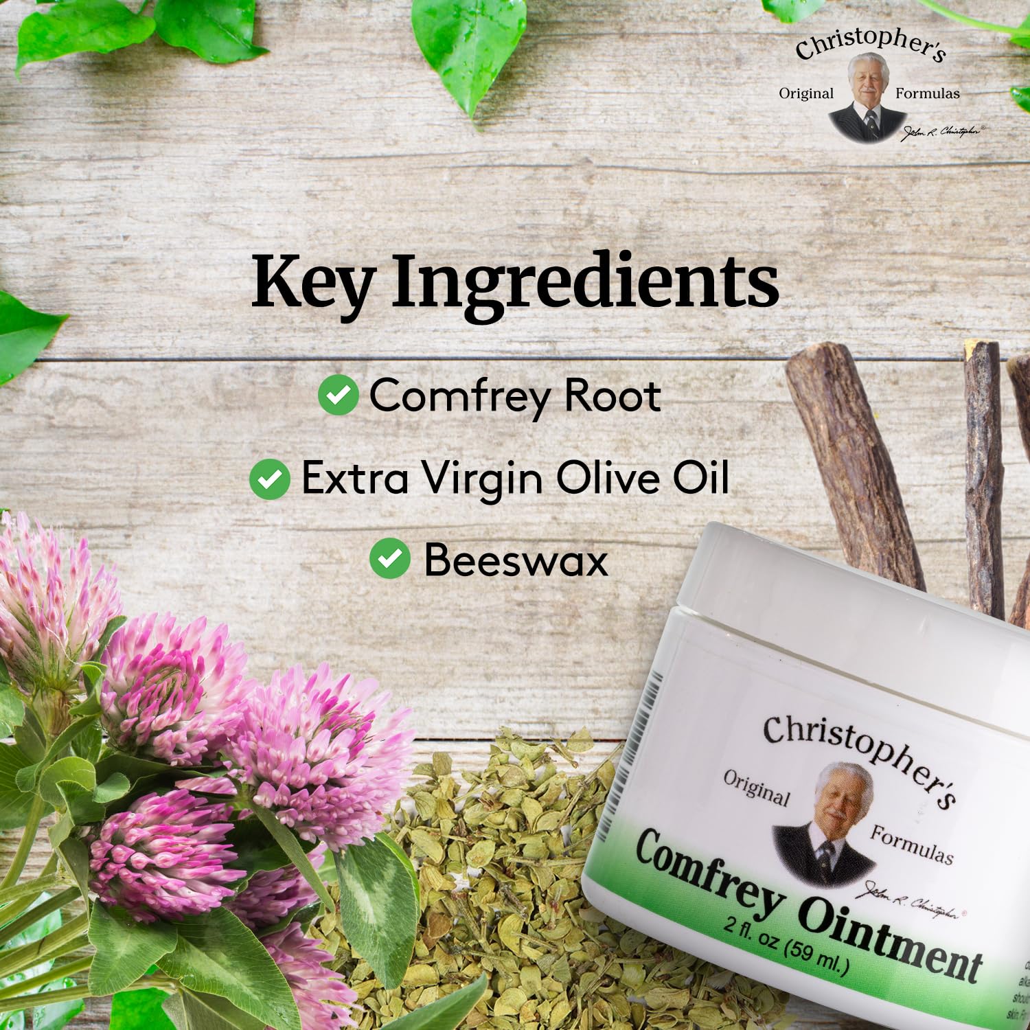 Christophers Original Formulas Comfrey Ointment, 2 Ounce - Herbal Ointment with Organic Comfrey Leaf in a Natural Beeswax and O