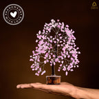 Rose Quartz Crystal Tree for Home Decor, Office Desk Decoration, Chakra Healing Crystals and Stone for Positive Energy, Money, G