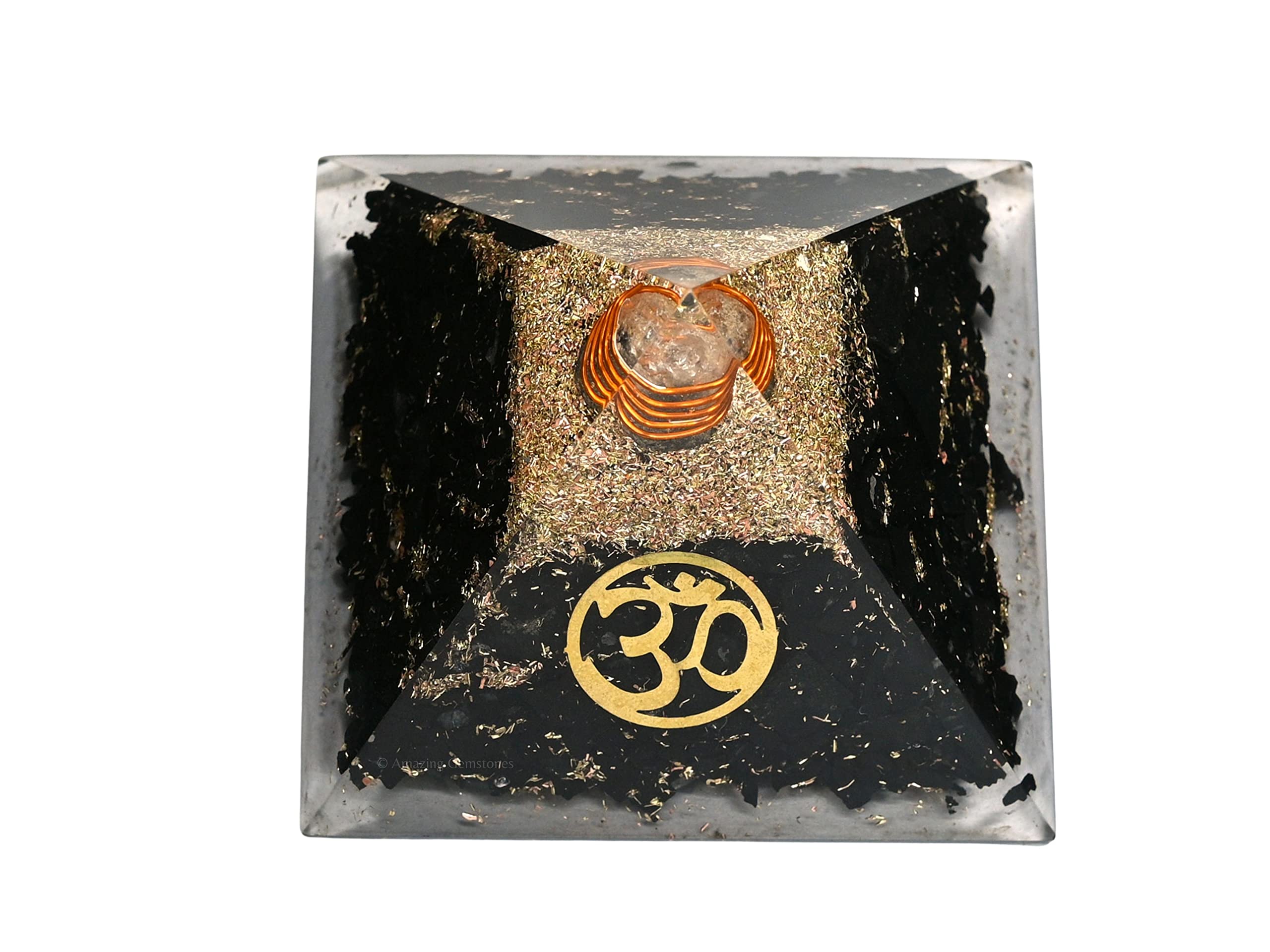 Large Orgone Pyramid | Shungite Pyramid Crystal | OM Orgonite Pyramid | Organ Pyramids Positive Energy Healing