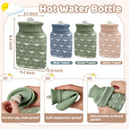 Amylove 3 Pcs Mini Hot Water Bottle for Hot & Cold Compress with Cover 320ml Silicone Microwave Heating Bottles Small Water Bag
