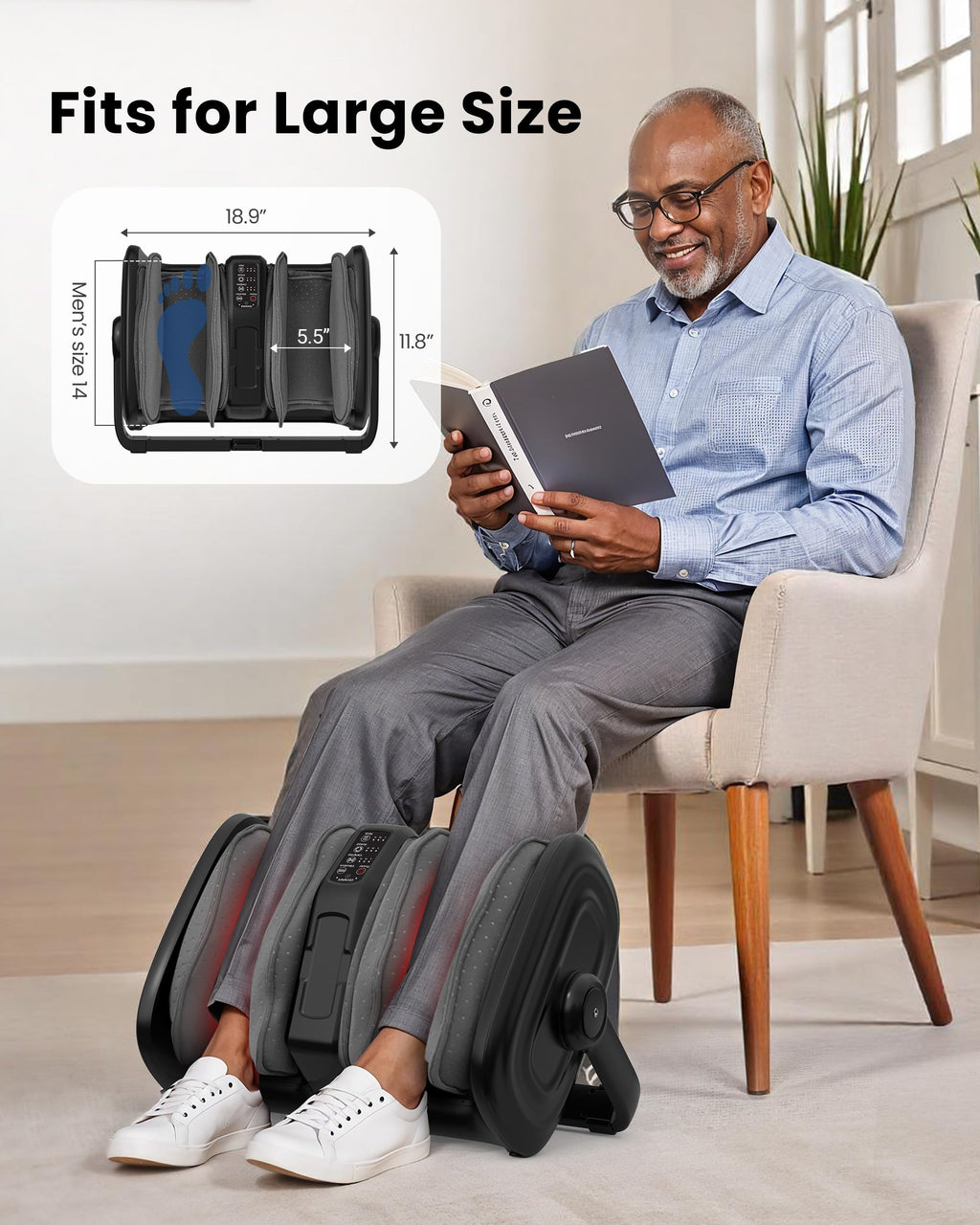 COMFIER Shiatsu Foot Massager with Heat, Calf Massager for Plantar Fasciitis, Kneading/Vibration/Compression Feet Massager, Remo