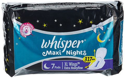 Whisper Maxi Nights 7 Pads -XL Wings Extra Heavyflow - 317mm
